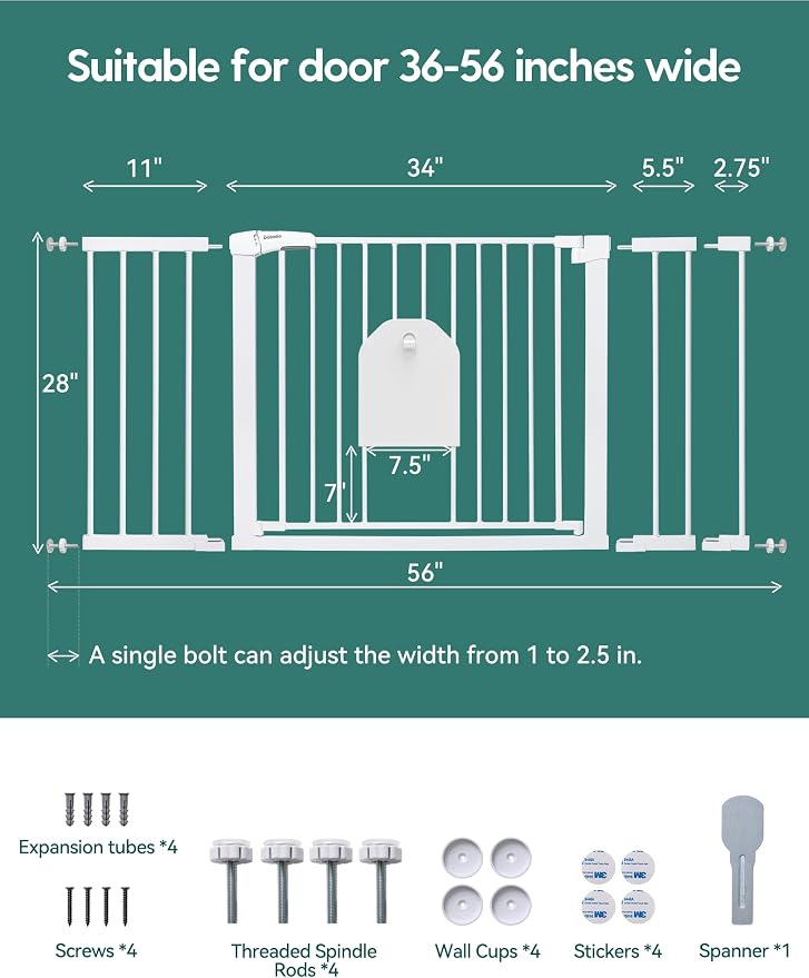 Babelio 36-56" Extra Wide Auto Close Baby Gate - Image 6