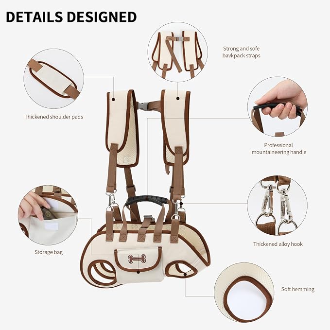 Dog Backpack Carrier for Small Dogs, Dog Lift Harness Adjustable Padded - Image 7