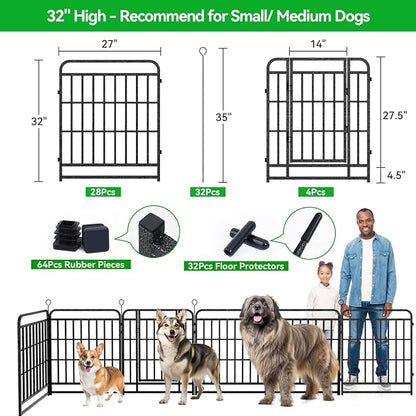 Dog Fence Outdoor 32 Piece Panels 32" Height, Square Steel Pipe - Image 5