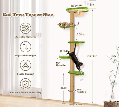 Floor to Ceiling Cat Tree for Kittens, Wall Mounted Cat Wall Furniture - Image 2