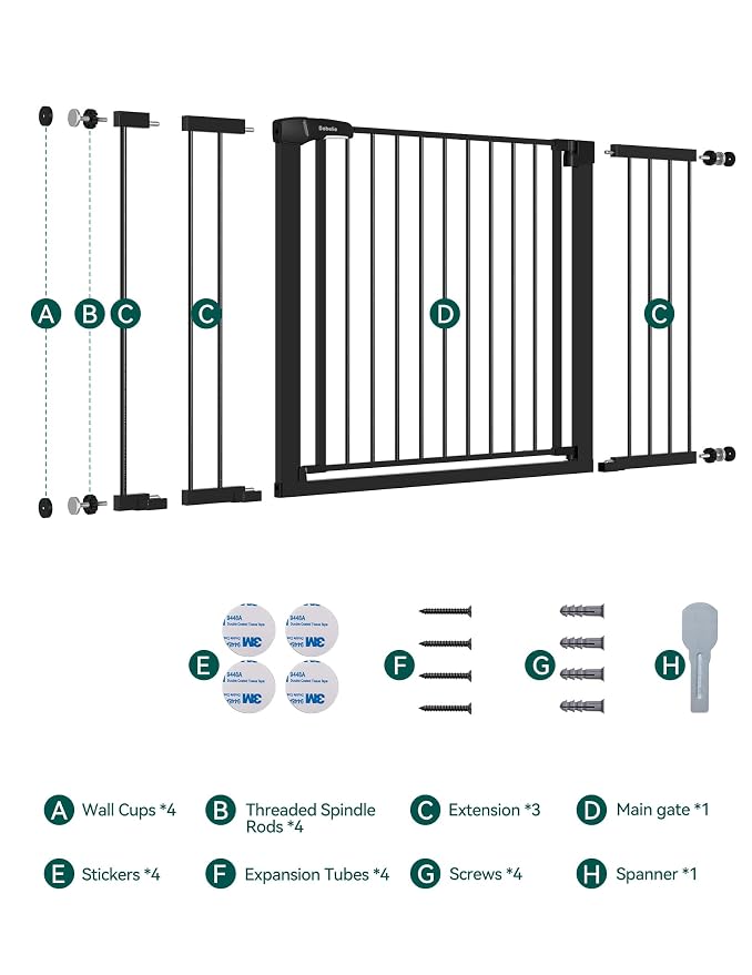 Babelio 36-57" Extra Wide Baby/Dog Gate, Auto Close - Image 7