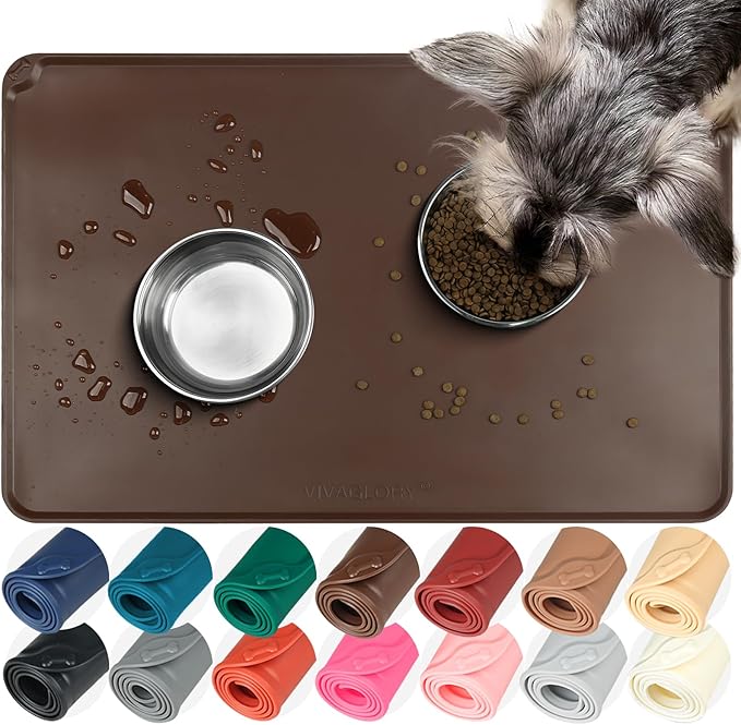 VIVAGLORY Dog Food Mat Flexmat Dog Bowl Mat, Placemat Food Tray by Vivaglory