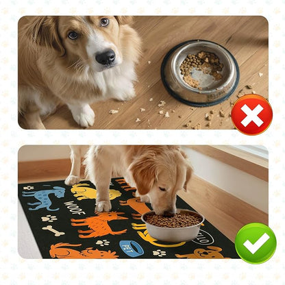 Cute Happy Dog Food Mat for Cat Food Mat Food and Water Bowl Pet Feeding Bowl - Image 7