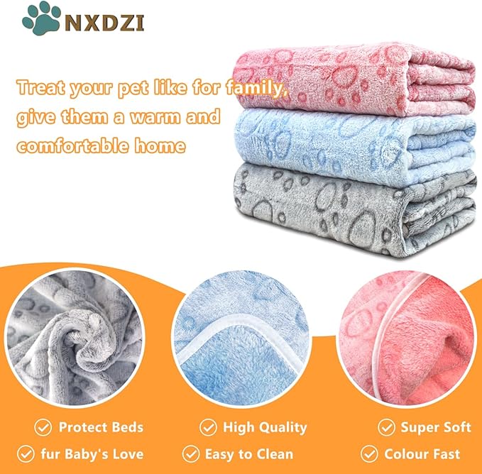 Dog Blankets for Small Medium Dogs Washable, 3 Pack Pet Blanket Washable 30" x - Image 2