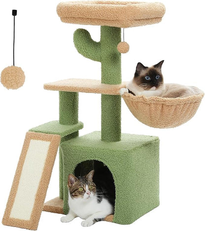 PETEPELA Cactus Cat Tree for Indoor Cats, Cozy Hammock and Removable Top Bed by PETEPELA