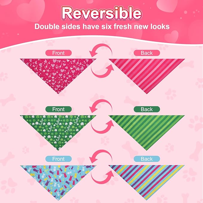 Valentines Dog Bandana St Patricks Day and Easter Dog Bandana Small 3PCS - Image 7