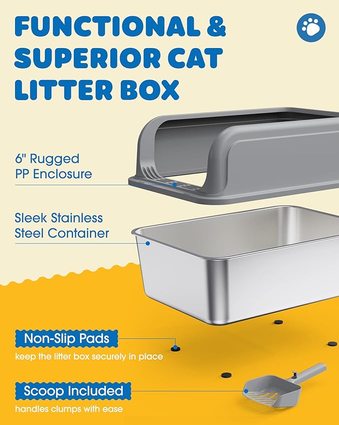 2-Pack Stainless Steel Cat Litter Box - Image 5