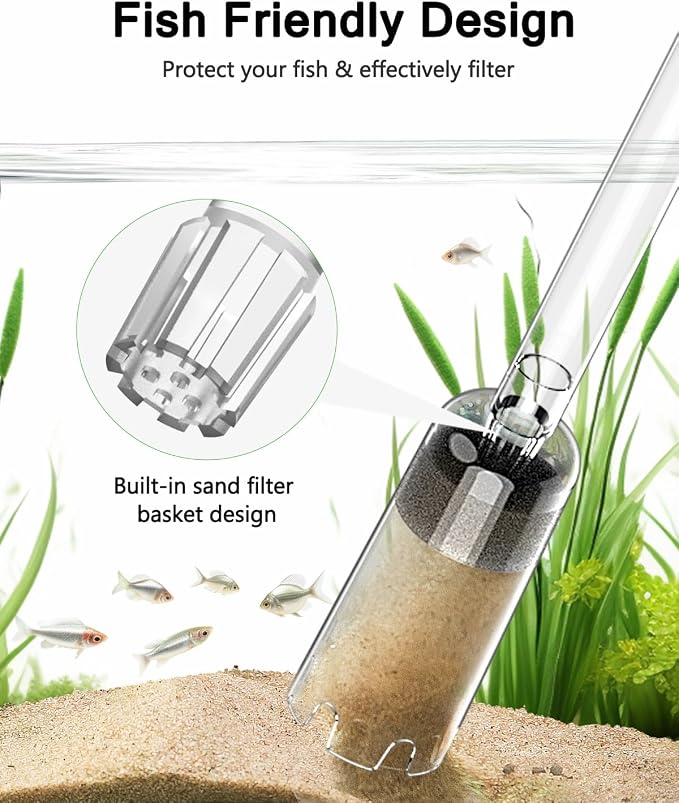 AQQA Aquarium Gravel Cleaner, 4-in-1 Upgrade Suction Power Manual Fish Tank - Image 5