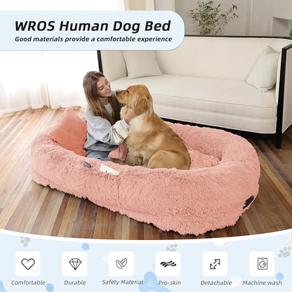 Human Dog Bed, Washable Faux Fur Pet Bed - Image 2