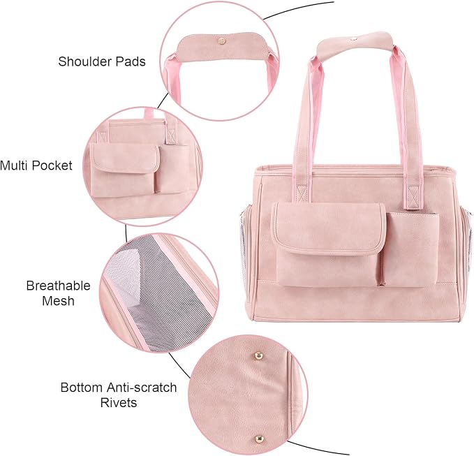 Dog Carrier Purse, Fashion Leather Pet Carrier Bag, Airline Approved Soft Sided - Image 5