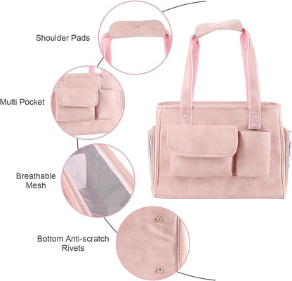 Dog Carrier Purse, Fashion Leather Pet Carrier Bag, Airline Approved Soft Sided - Image 5