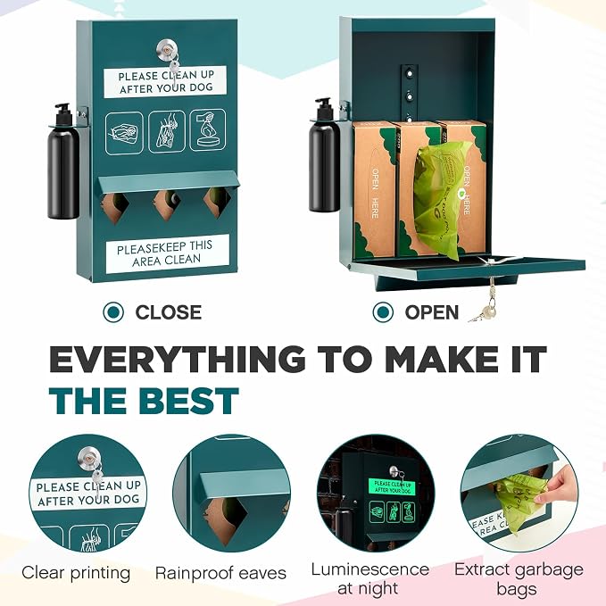 Qinyoung Pet Waste Station, Includes 600 Roll Bags, Dog Waste Station - Image 4