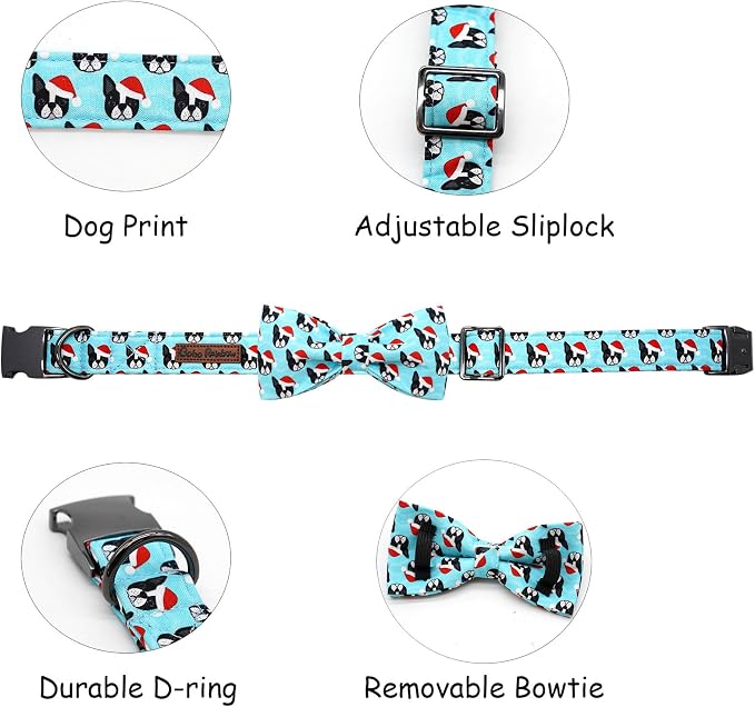 Dog Collar, Christmas Dog Collar Plaid Pet Collar Bow Holiday Bows Girl Boy - Image 2