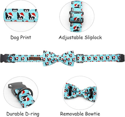 Dog Collar, Christmas Dog Collar Plaid Pet Collar Bow Holiday Bows Girl Boy - Image 2
