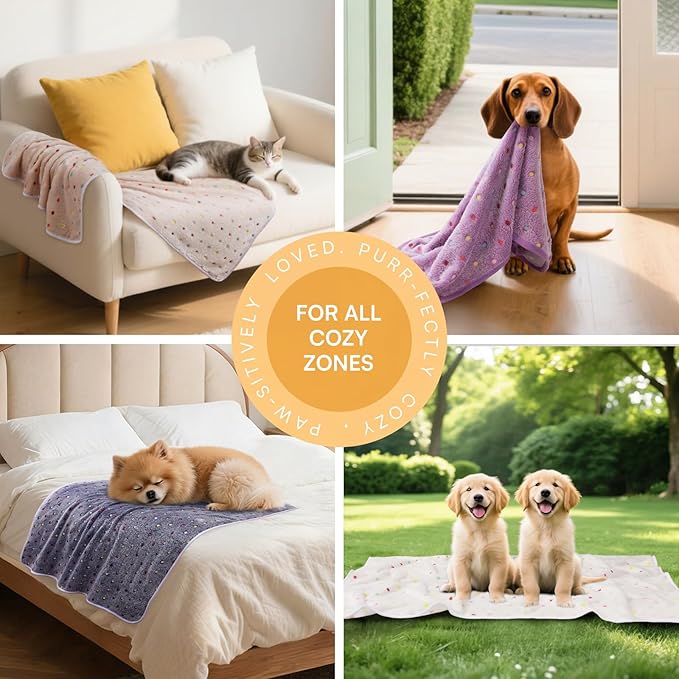 Luciphia 1 Pack 6 Dog Blankets Cat Soft Fluffy Fleece Pet Blanket Warm Cute - Image 3