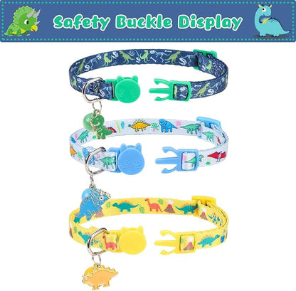 Breakaway Cat Collars with Bell & Cute Pendants, 3 Pack Safety Buckle Kitten - Image 2