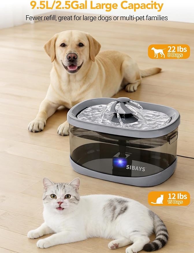 SIBAYS 9.5L Dog Water Fountain for Large Dogs, 2.5Gal Large Capacity Pet Water - Image 2