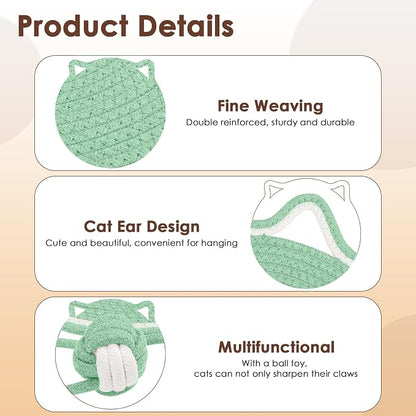 Natural Cotton Rope Cat Scratch Pad, 15.7'' Round Horizontal Floor Cat - Image 3