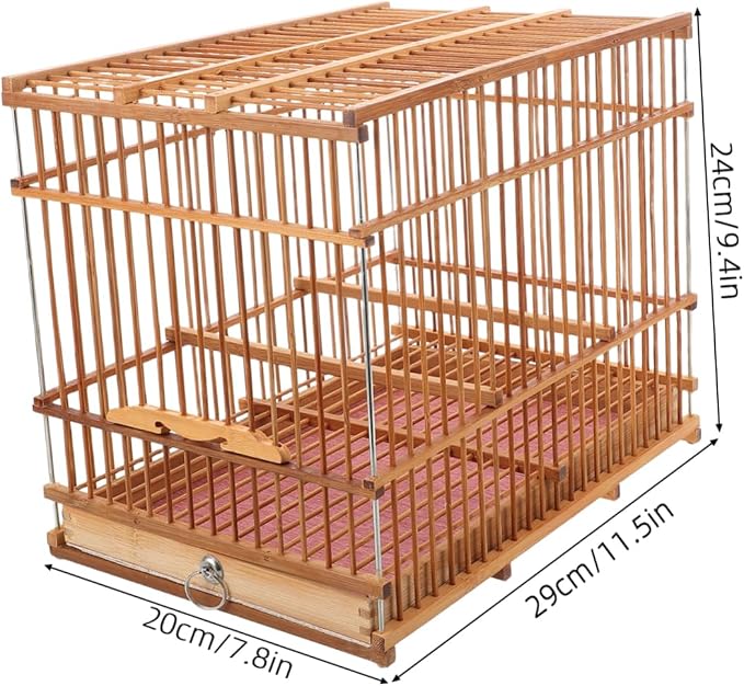 Hemoton Portable Lightweight Bamboo Bird Cage - Image 9