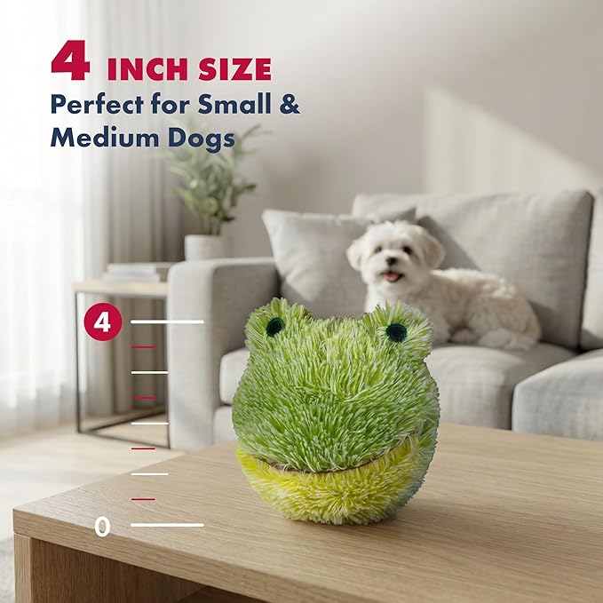 Pet Lou DOG'Z 4 Inch EZ Squeaky Frog Dog Plush Toy, Stuffing-Free Soft Plush Toy - Image 6