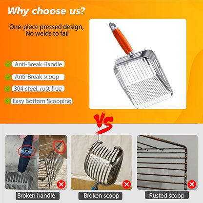 Rustproof & Unbreakable 304 Stainless Steel Metal Cat Litter Scoop - Image 4