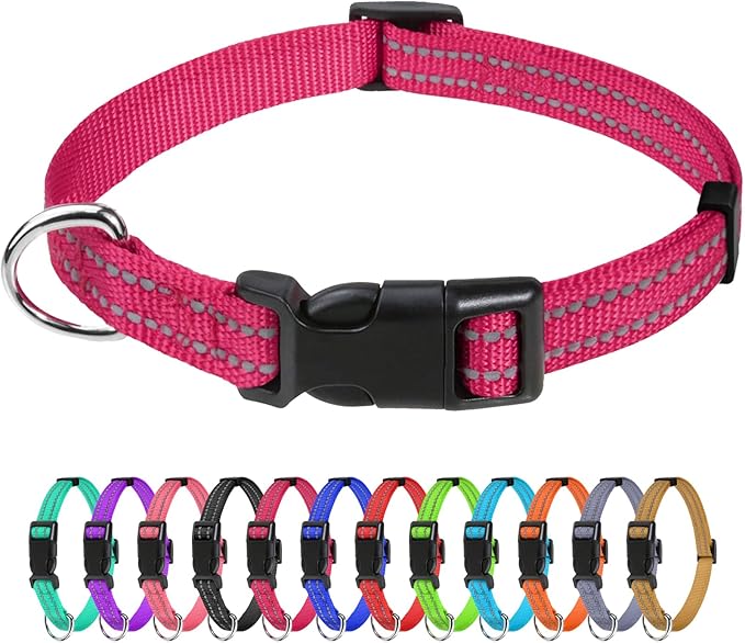 TagME Reflective Nylon Dog Collars, Adjustable Classic Pet Collar by TagME