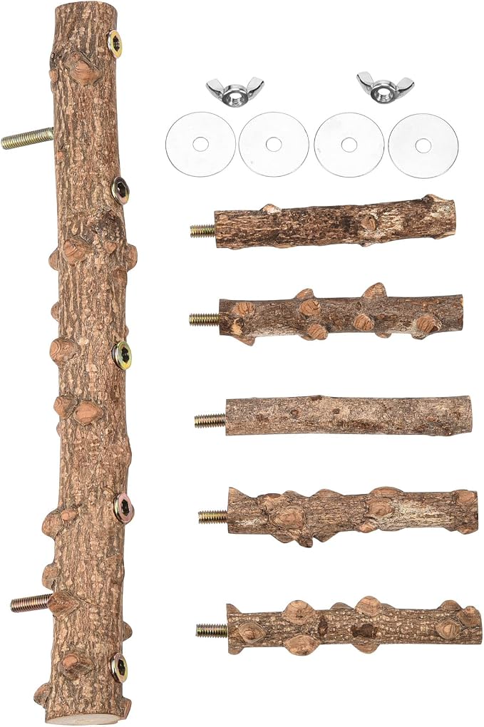 Mogoko Bird Ladder Perch for Cage, Natural Wood Bird Parrot Perch Stand Parrot - Image 3