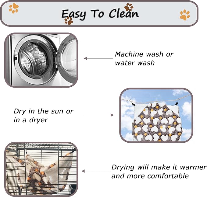 Cat Hammock for Cage, Soft Warm Hanging Bed for Kitten, Guinea Pig, Chinchilla - Image 5