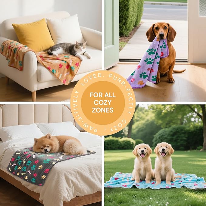 Luciphia 1 Pack 6 Dog Blankets Cat Soft Fluffy Fleece Pet Blanket Warm Cute - Image 3