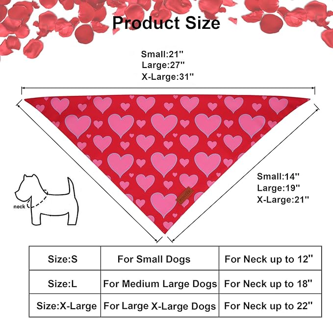 PTDECOR Valentine Dog Bandana, Reversible Valentine Pet Scarf - Image 4