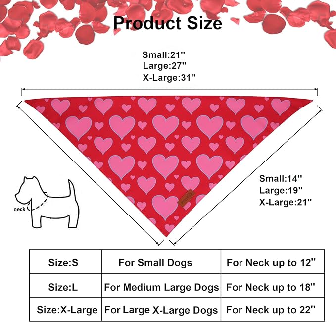 PTDECOR Valentine Dog Bandana, Reversible Valentine Pet Scarf - Image 4