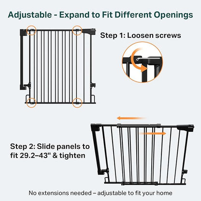 Cumbor 34" Extra Tall No Bottom Bar Baby Gate - Image 3