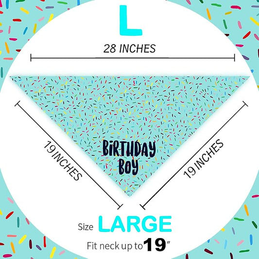 Birthday Boy Dog Bandanas 1 Pack, HBD Pet Scarves - Image 2