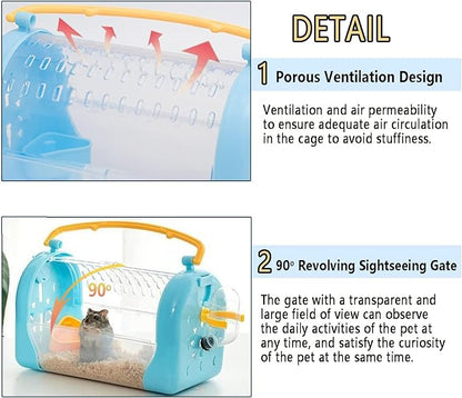 kathson Portable Hamster Cage Dwarf Hamster Carry Travel Cage - Image 3
