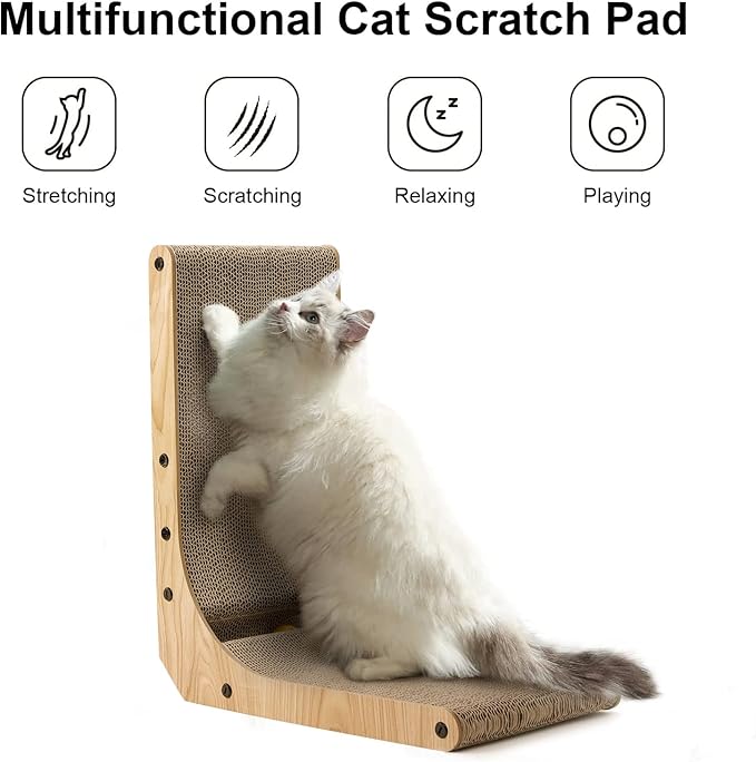 FUKUMARU Cat Scratcher, 18.7 Inch L Shape Cat Scratch Pad Wall Mounted - Image 2
