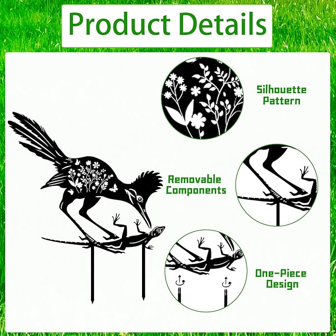 Roadrunner Metal Garden Stakes Yard Decor, Lawn Ornaments - Image 3