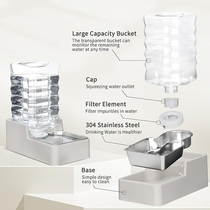 RIZZARI Stainless Steel Pet Water Feeder: 8L Gravity Waterer, Leak-Proof - Image 3
