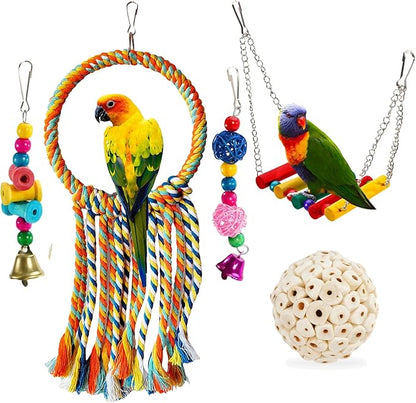 Bird Swing Toys, Parakeet Toys Natural Birds Toys Bird Cage Accessories by Birdsfavoriteropeswing