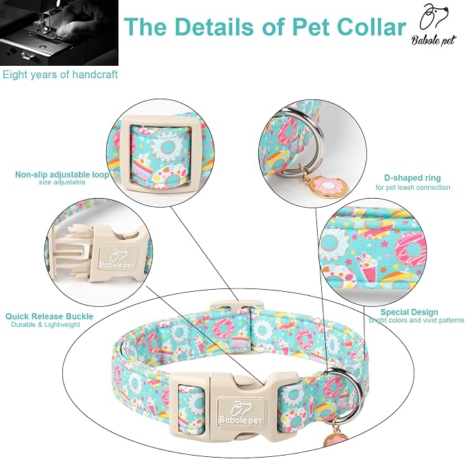 Adjustable Summer Dog Collar, Cute Mint Dessert Dog Collars - Image 4