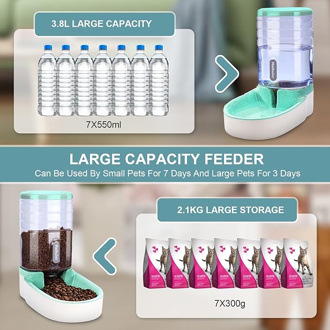 Meikuler Automatic Dog Cat Feeder and Water Dispenser Set, Waterer and Gravity - Image 2