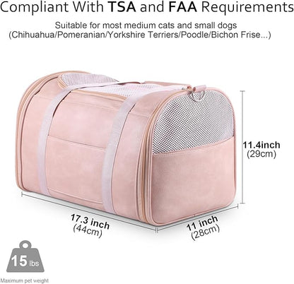 Fashion Leather Dog Carrier Cat Carrier Airline Approved Pet Carrier - Image 2