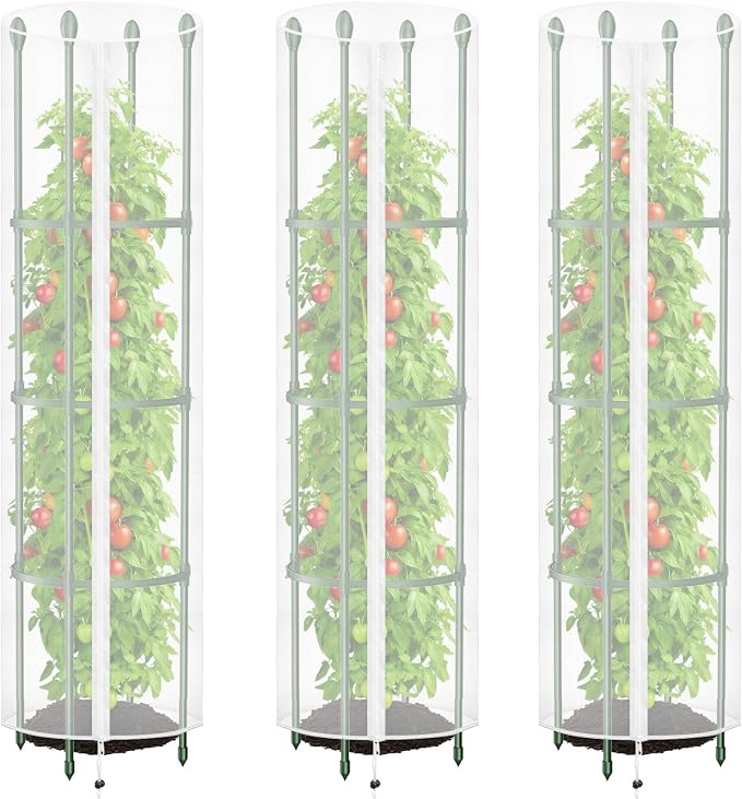 3 Pcs Round Tomato Cage Bird Netting Plant Cover, Trellis Plants by HFYZZ