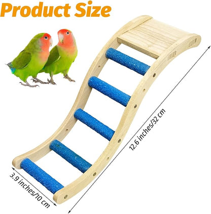 Nature Wooden Bird Ladder Pet Parrots Climb Bridge Exercise Stands - Image 5
