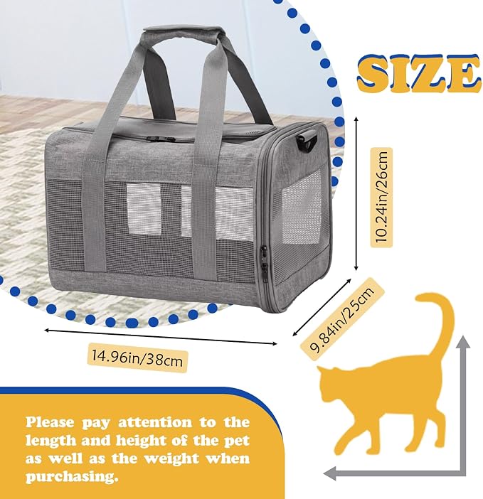 Pet Carrier Bag for Cats, Cat Soft-Sided Carriers Collapsible Ventilated - Image 2