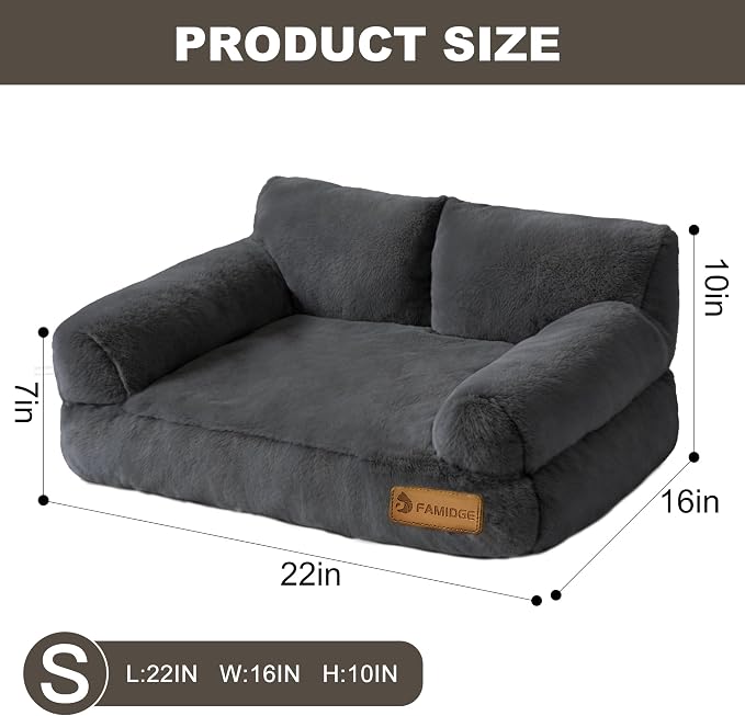 Cat Couch Bed - Cat Bed for Indoor Cats, Calming Pet Sofa Puppy Sleeping Bed - Image 2
