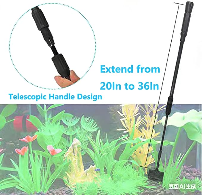 Carefree Fish 6IN1+1 Aquarium Cleaning Tools Long Handle Adjustable Length - Image 3