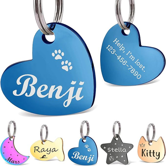 Anavia Small Size Dog Cat ID Tags, Small/XS Personalized Color Plated Stainless by Anavia