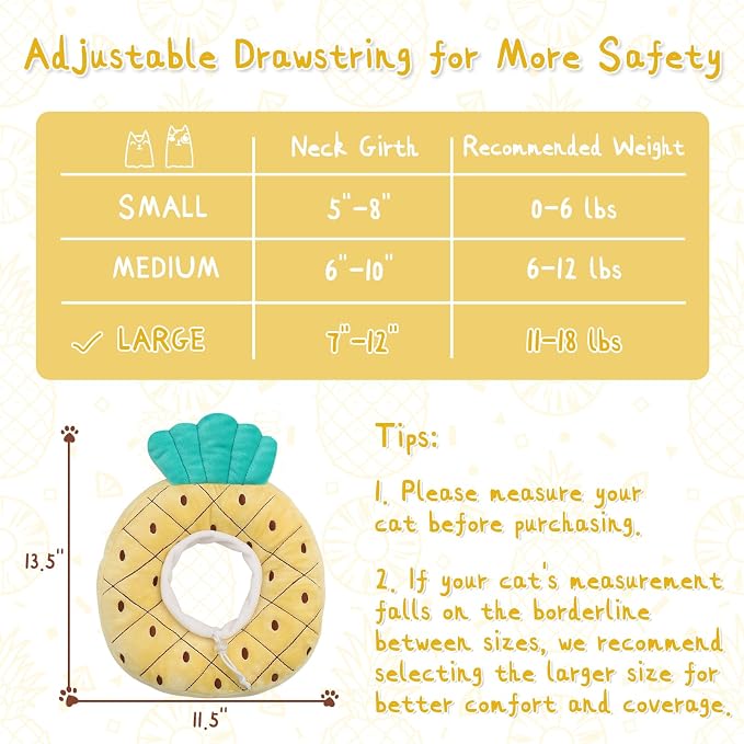 ANWA Adjustable Cat Cone Collar Soft, Cute Cat Donut Collar After Surgery - Image 2