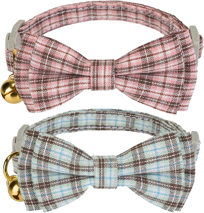 2 Pack Soft Cotton Cat Collars by Ewinoom
