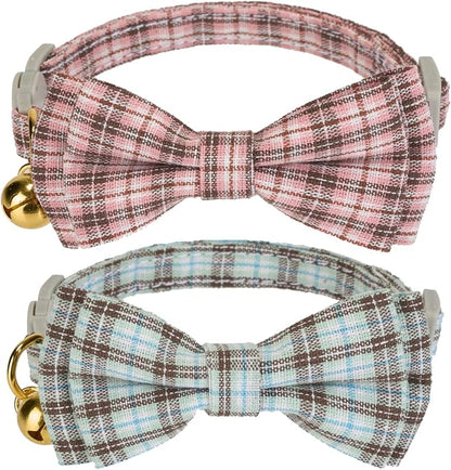2 Pack Soft Cotton Cat Collars by Ewinoom